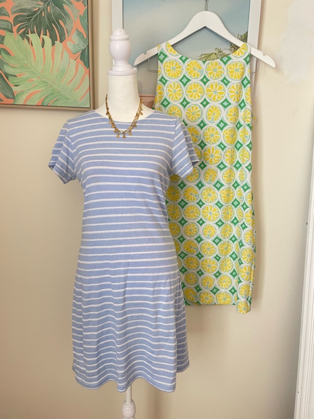 Sail to Sable Dress Bundle Lot of 2 Lemon Print & Striped Mini Dresses Small
